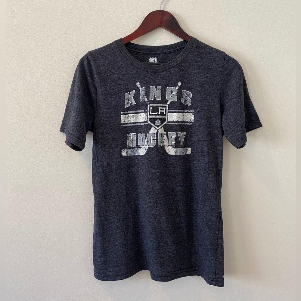 NHL Youth Girl’s T-Shirt Top XL LA Kings Hockey Charcoal Gray Marled Cotton Kids